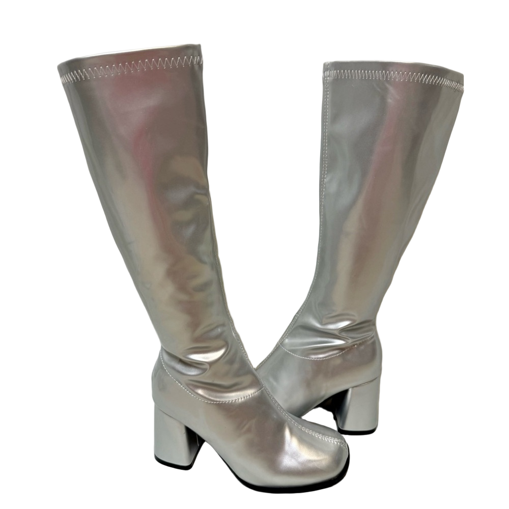 NIB Silver Knee-High GoGo Boots Size 6